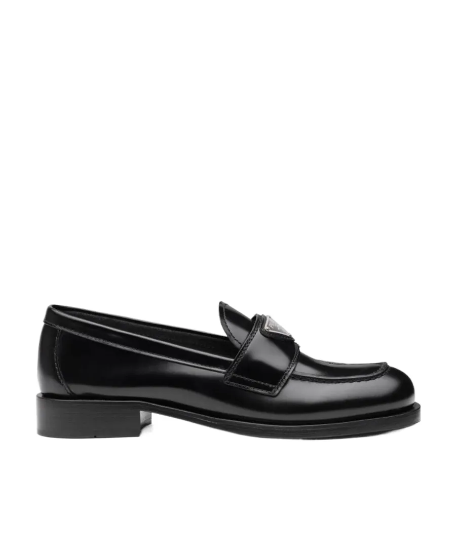 Triangle-Logo Leather Loafers