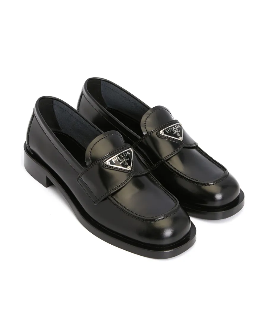Triangle-Logo Leather Loafers