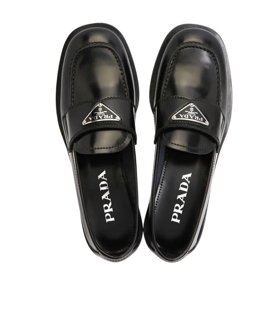 Triangle-Logo Leather Loafers