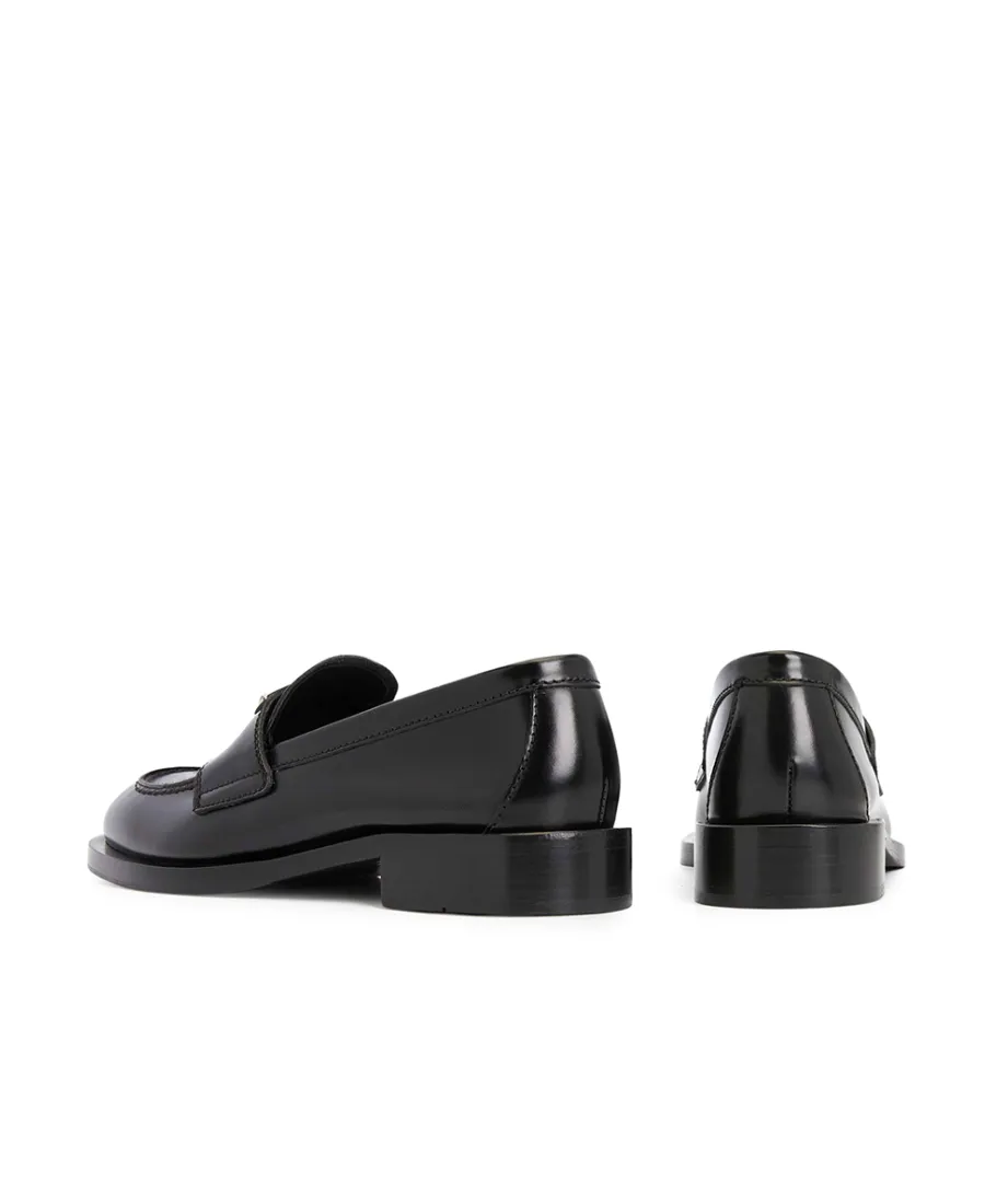 Triangle-Logo Leather Loafers