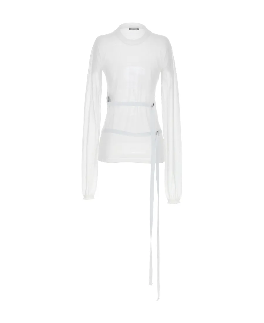 Ann Demeulemeester Blion Sheer Lace-Up Detailed Sweater