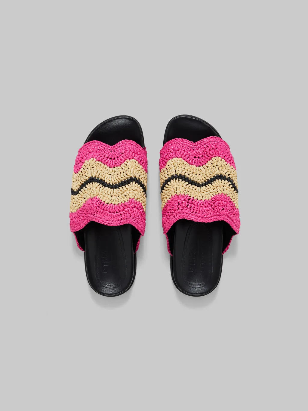 Marni X No Vacancy Inn - Fuchsia Crochet Raffia Slide
