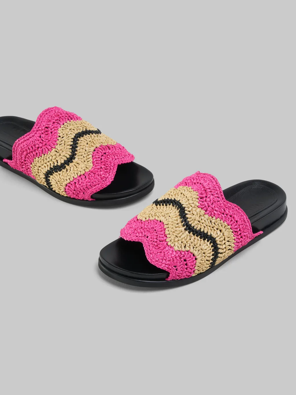 Marni X No Vacancy Inn - Fuchsia Crochet Raffia Slide