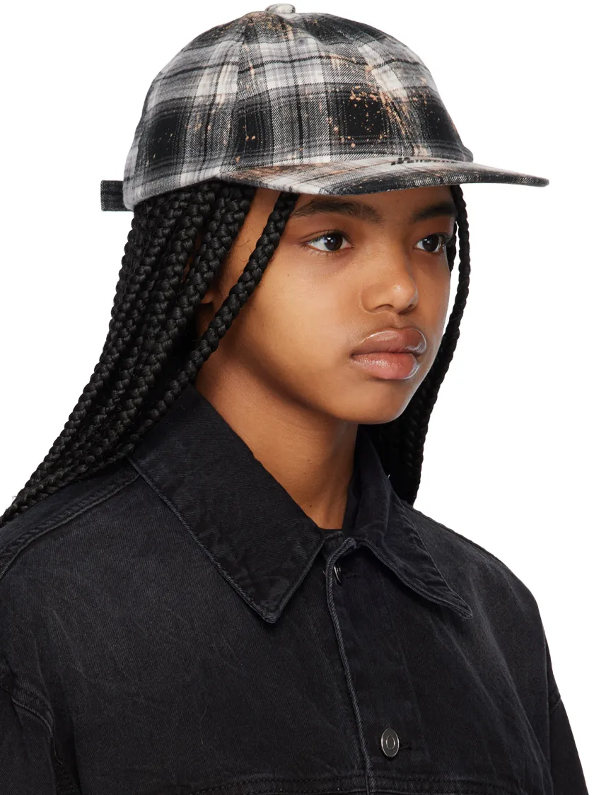 Bleach-Wash Checkered Cap