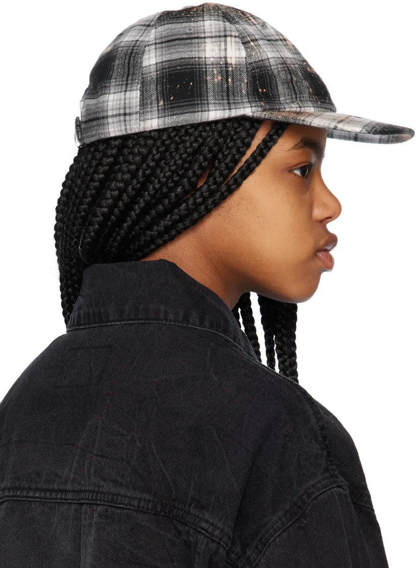 Bleach-Wash Checkered Cap