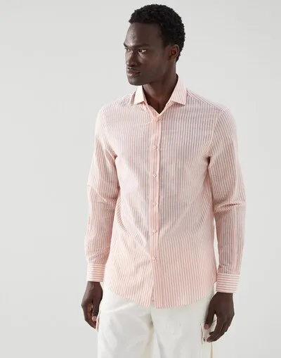 Stripe-Print Cutaway-Collar Shirt