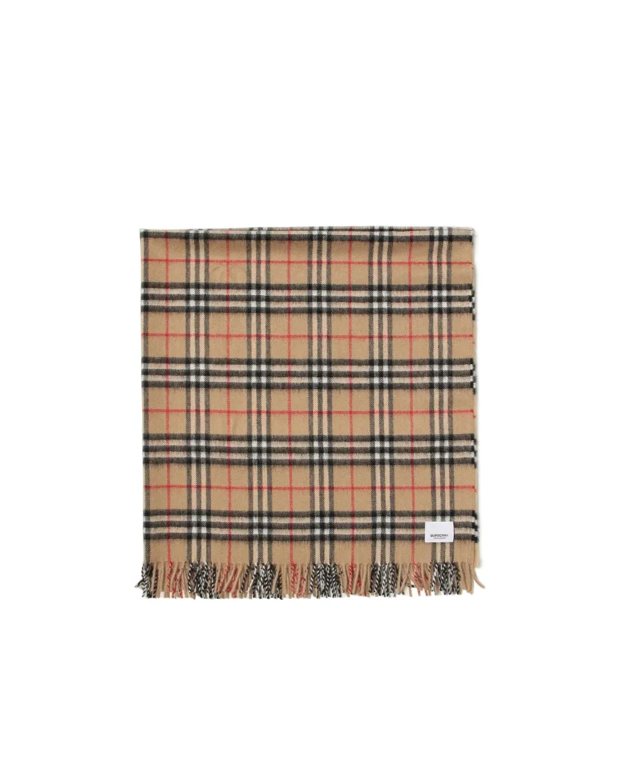 Burberry Kids Checked Fringed Blanket