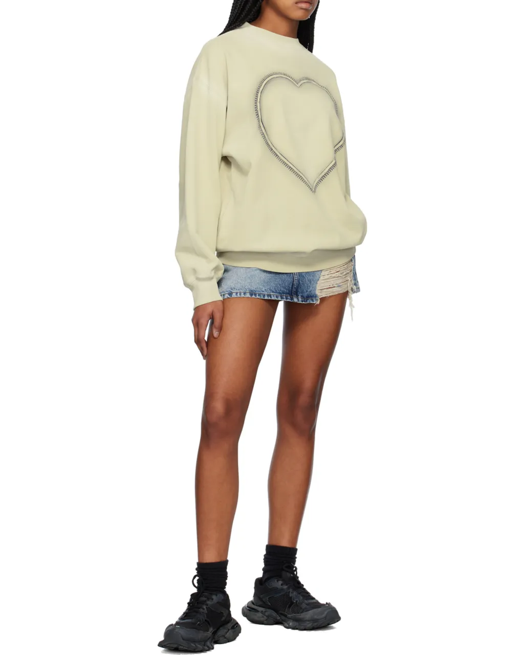 Heart Choker-Print Cotton Sweatshirt