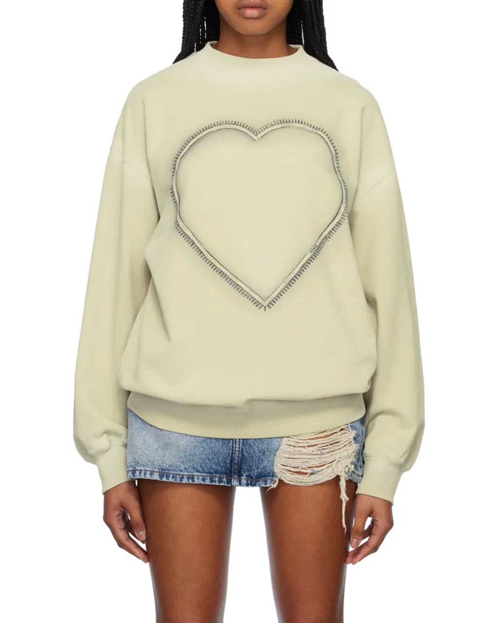 Heart Choker-Print Cotton Sweatshirt