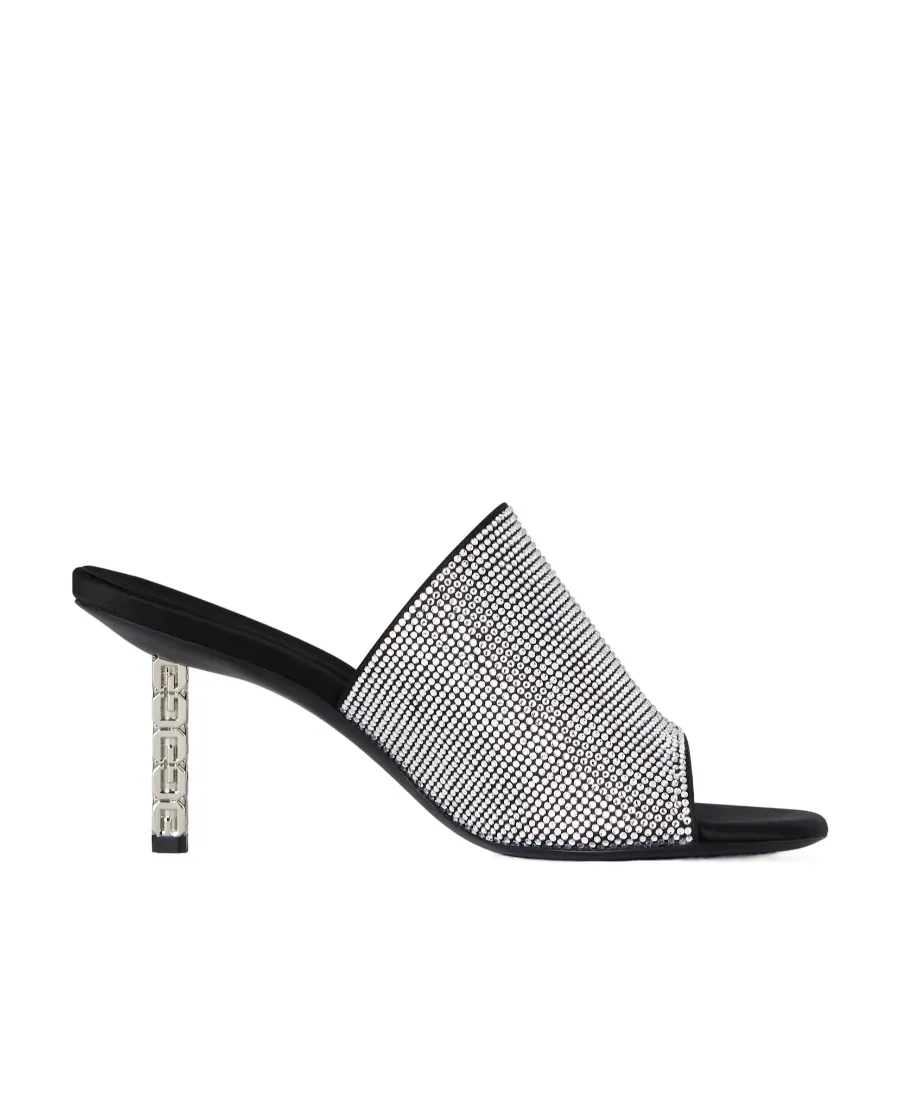 G Cube Mules In Satin With Strass