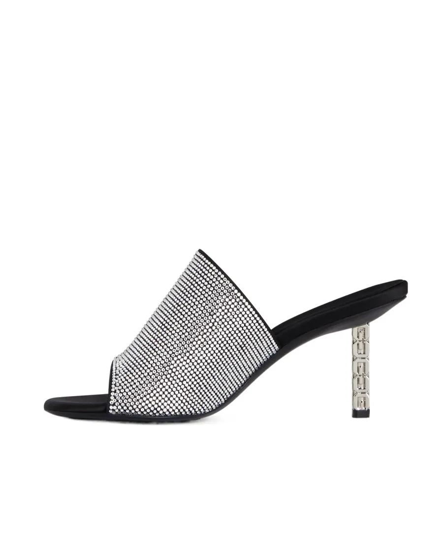 G Cube Mules In Satin With Strass