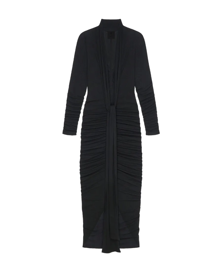 Givenchy V-Neck Long Draped Dress