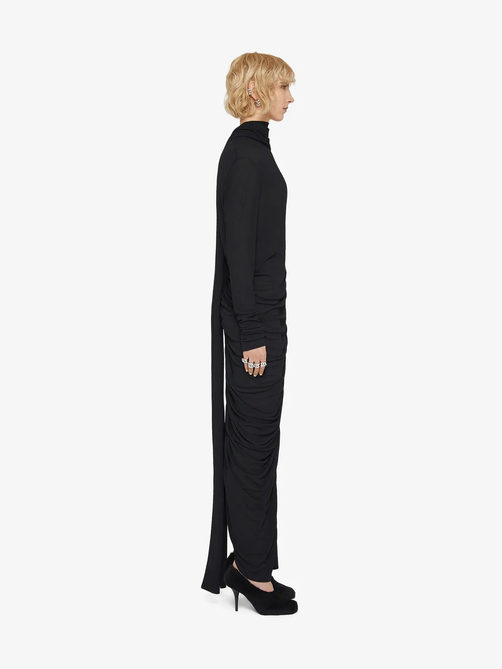 Givenchy V-Neck Long Draped Dress