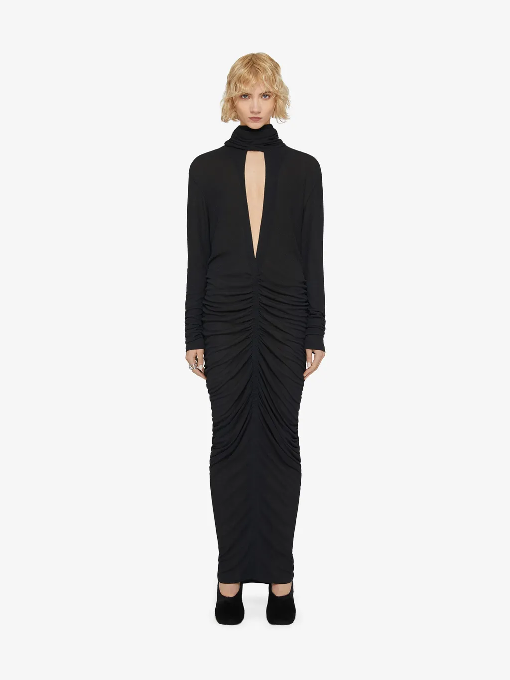 Givenchy V-Neck Long Draped Dress