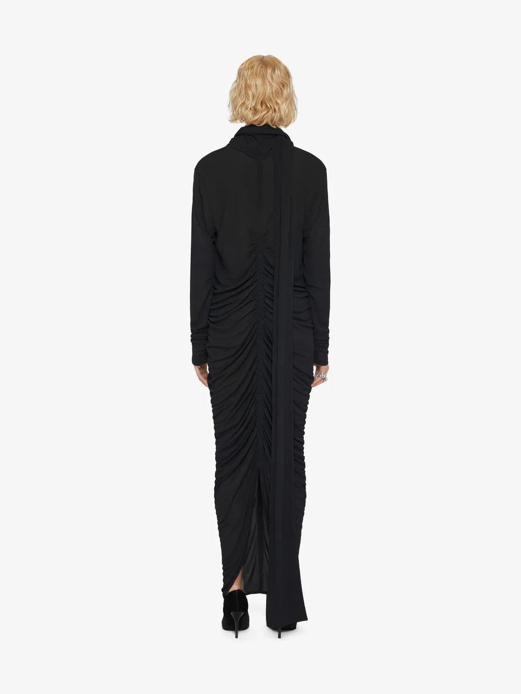 Givenchy V-Neck Long Draped Dress