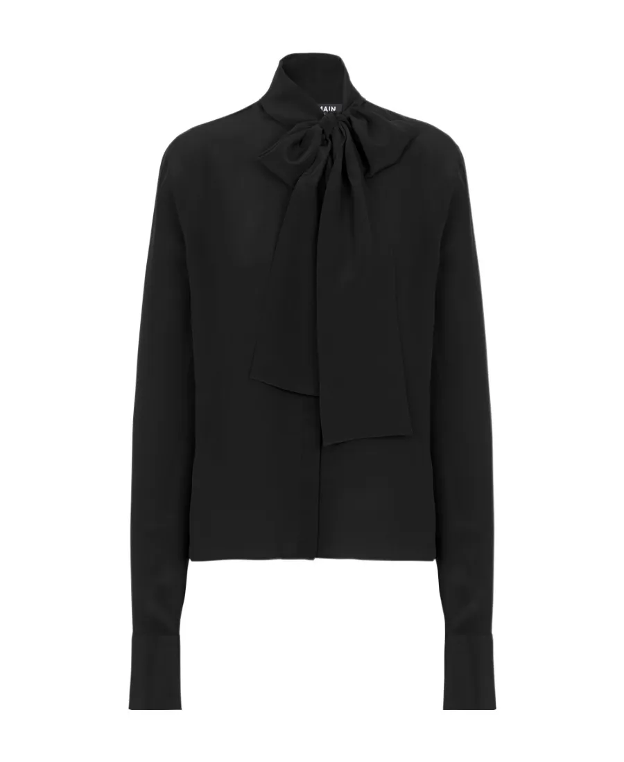 Crepe Shirt With Bow Collar