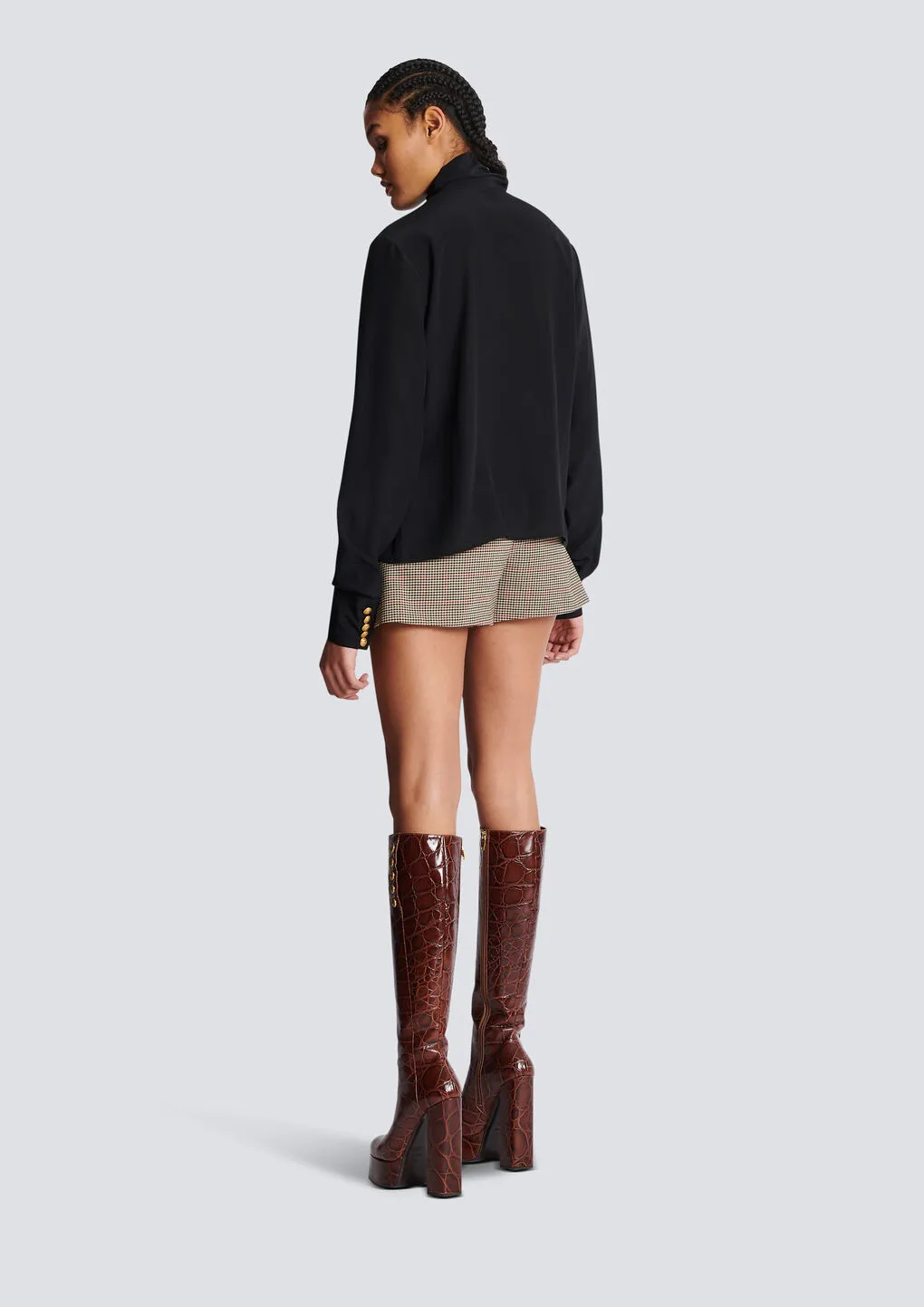 Crepe Shirt With Bow Collar