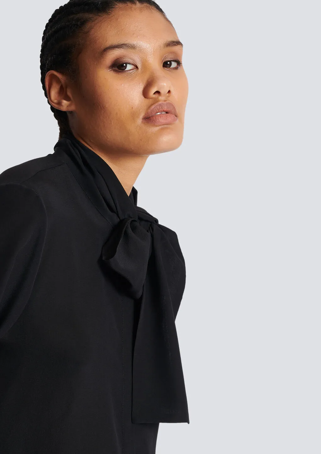 Crepe Shirt With Bow Collar