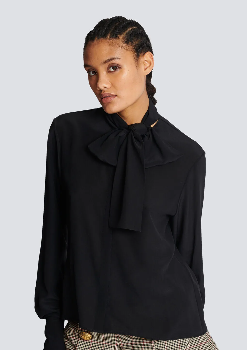 Crepe Shirt With Bow Collar