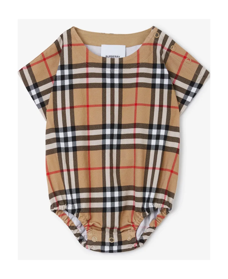Burberry Kids Checked Crewneck Babygrow Set
