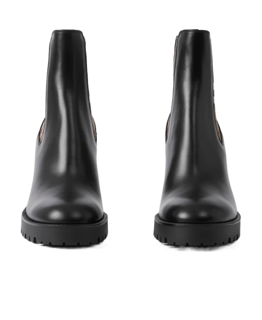 Burberry Checked Panel High Block Heel Boots
