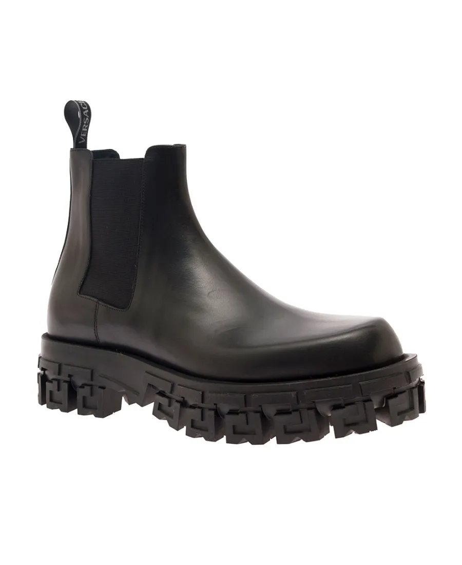 Versace Round Toe Ankle Boots