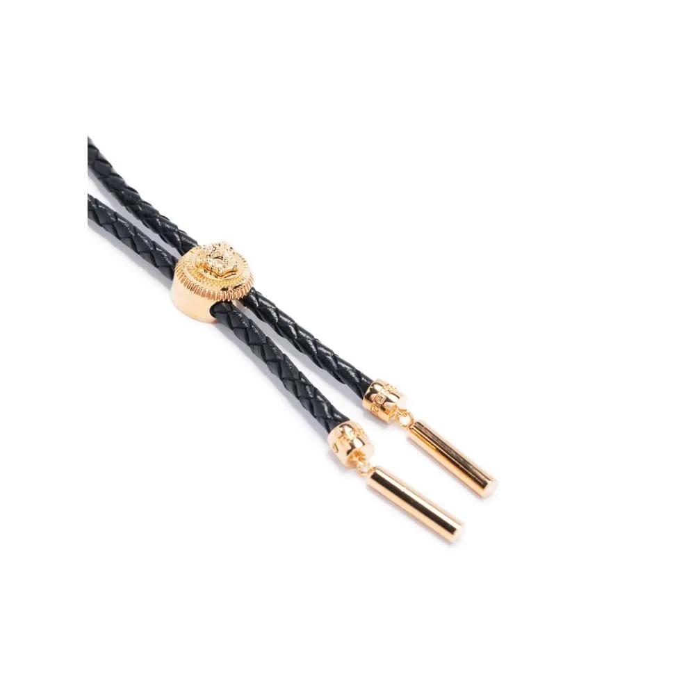 Medusa-Charm Braided Leather Necklace