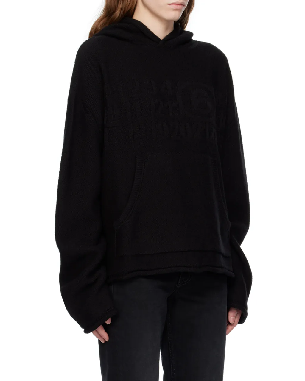 Mm6 Maison Margiela Logo Detailed Textured Hoodie