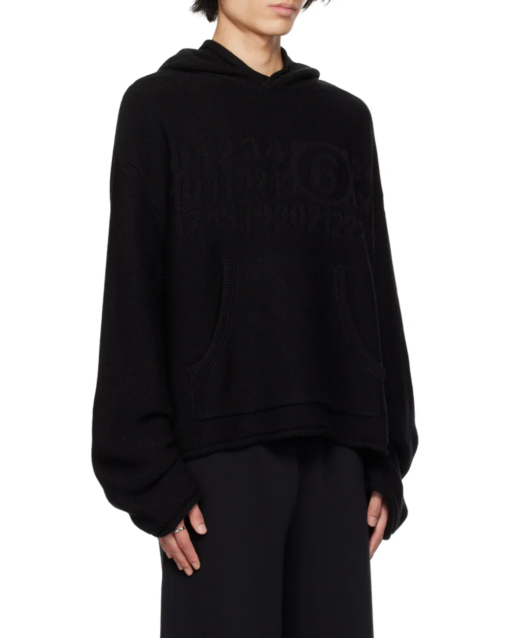 Mm6 Maison Margiela Logo Detailed Textured Hoodie