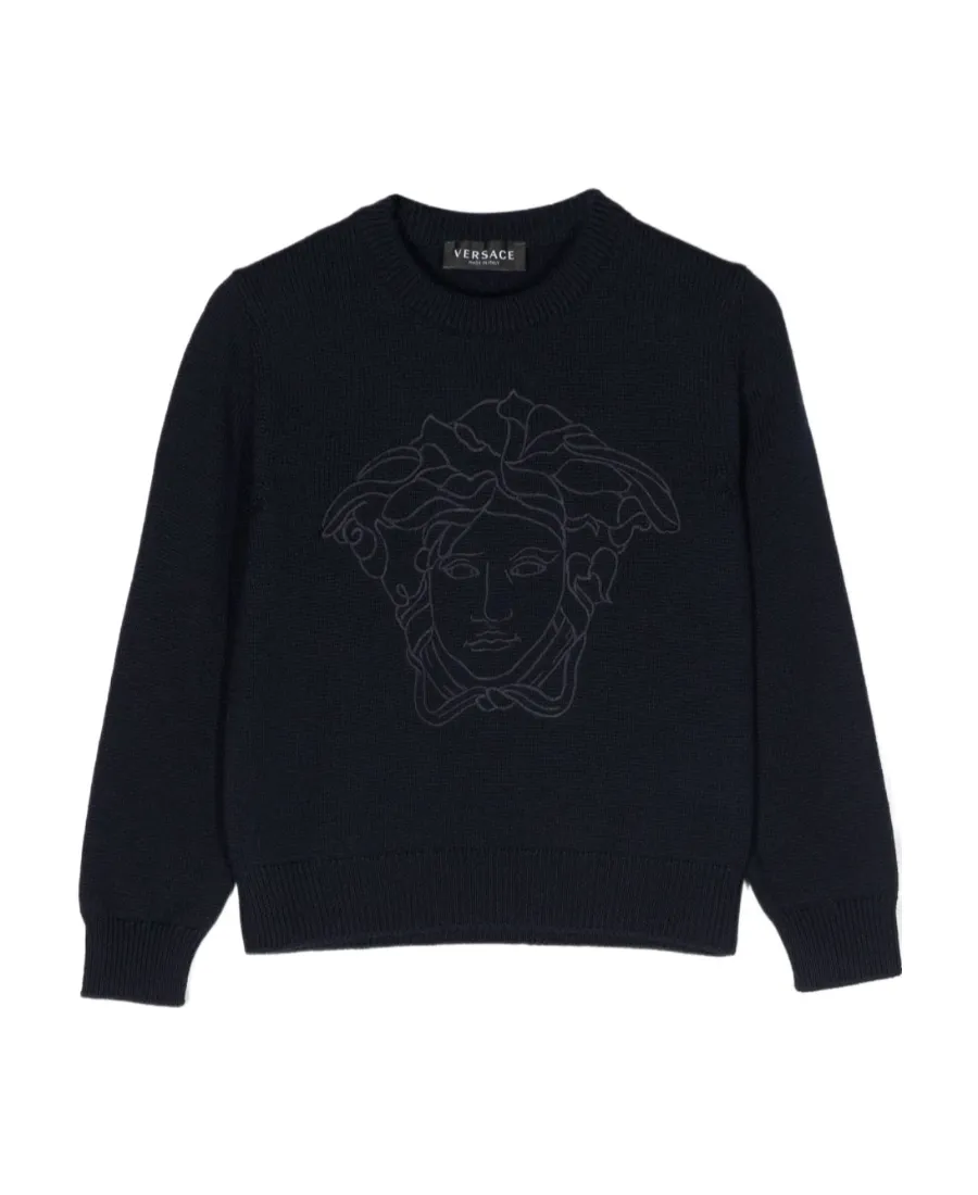 Versace Kids Medusa Head Motif Embroidered Crewneck Jumper