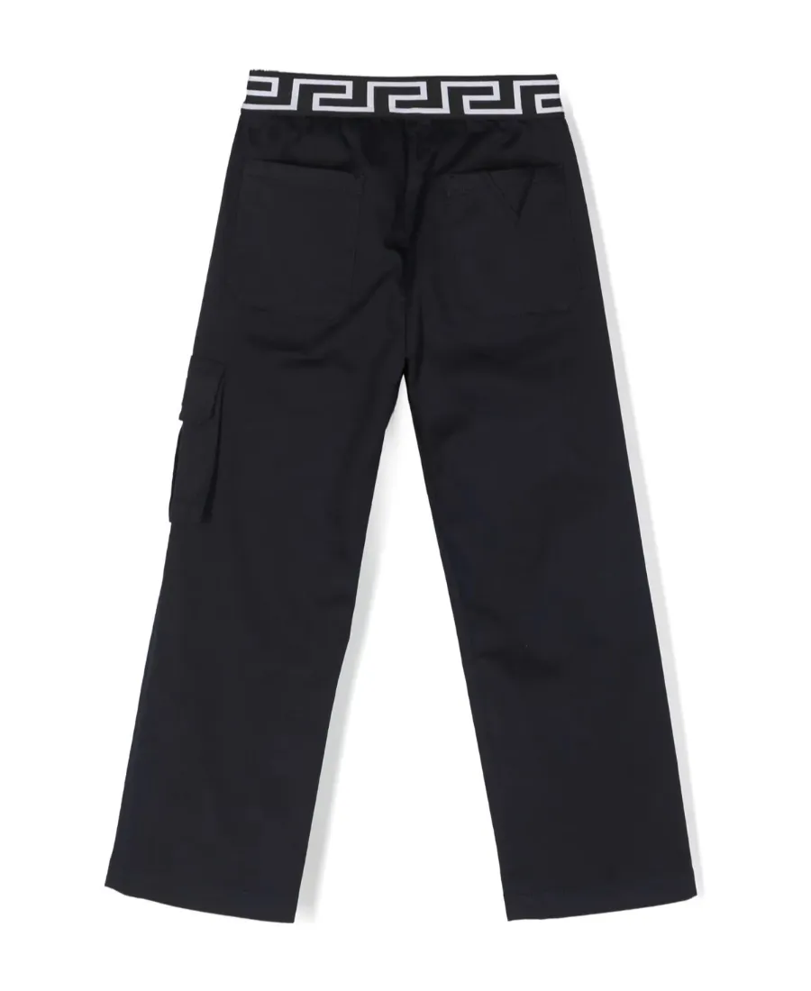 Versace Kids Greca Logo Patch Cargo Trousers