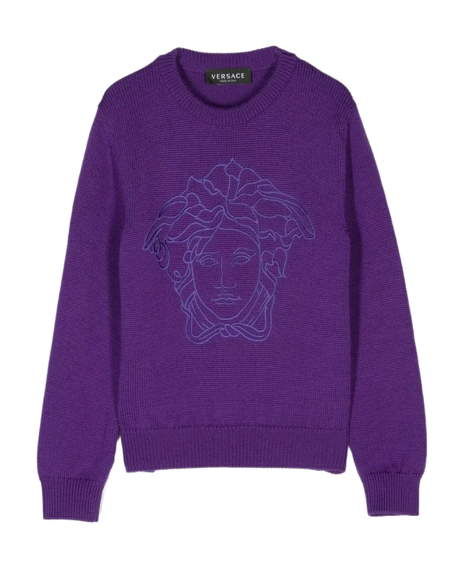 Versace Kids Medusa Head Motif Embroidered Crewneck Jumper