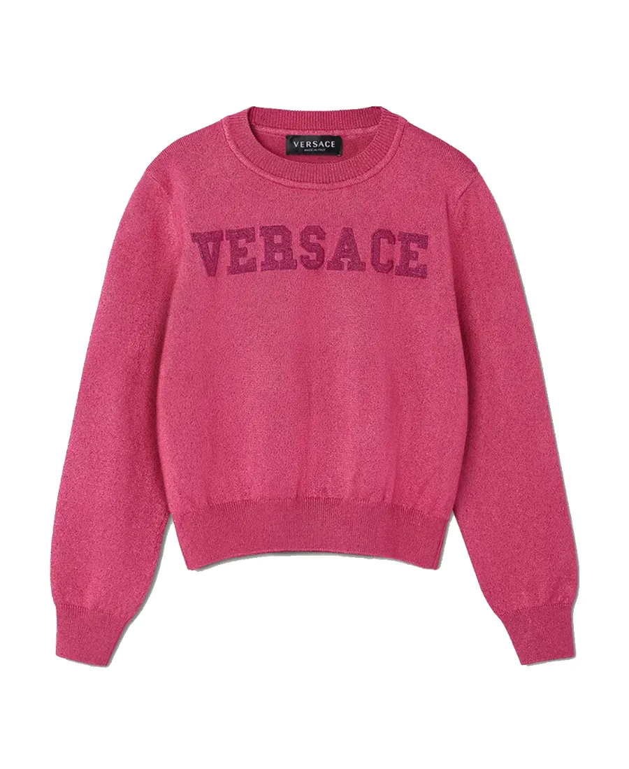 Versace Kids Logo-Appliqué Long-Sleeved Crewneck Jumper