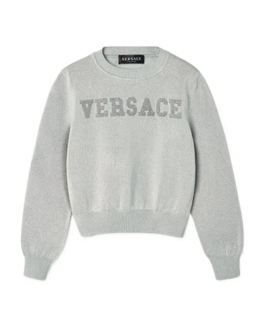 Versace Kids Logo-Appliqué Long-Sleeved Crewneck Jumper