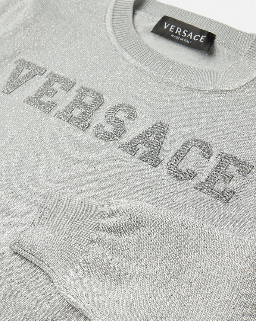 Versace Kids Logo-Appliqué Long-Sleeved Crewneck Jumper