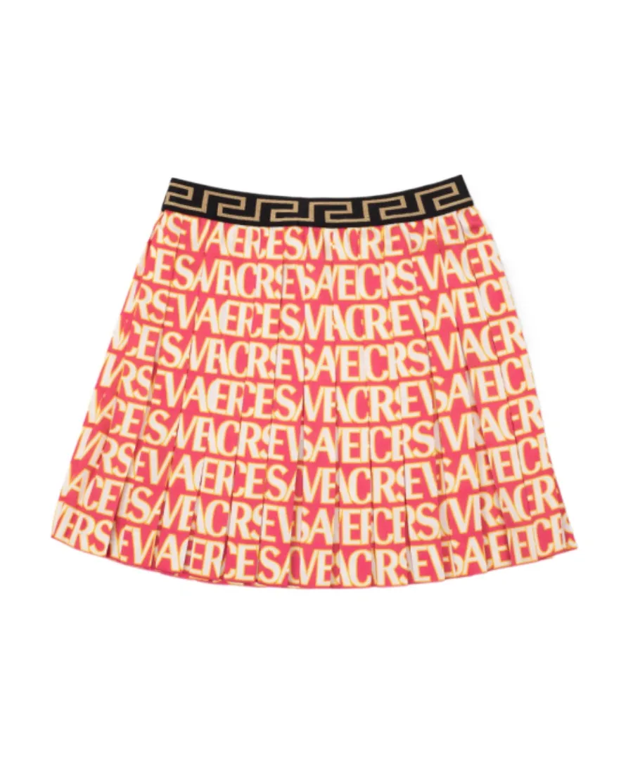 Versace Kids Elasticated Waistband Pleated Mini Skirt