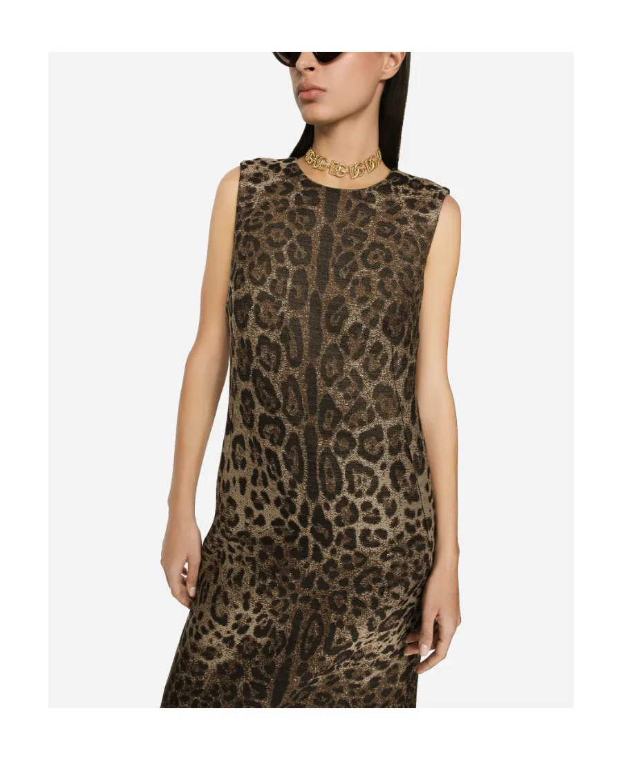 Dolce & Gabbana Leopard Jacquard Midi Dress