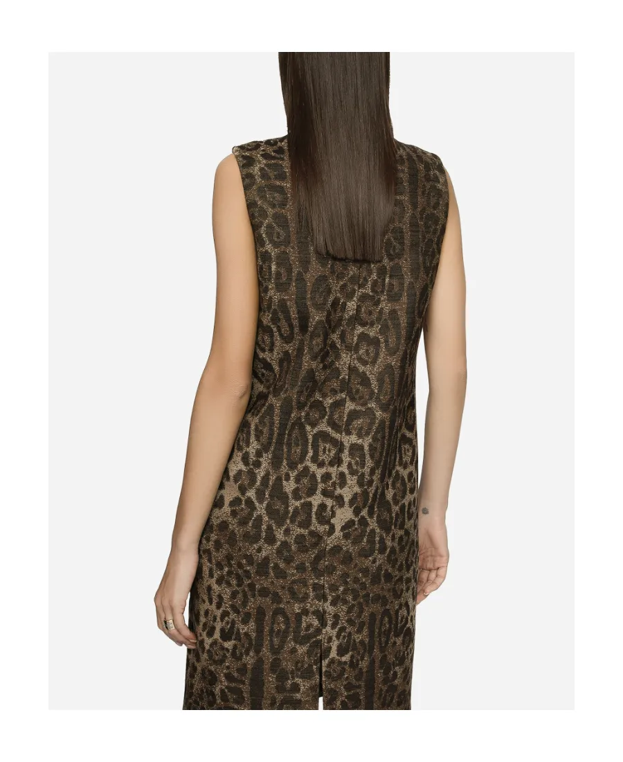 Dolce & Gabbana Leopard Jacquard Midi Dress