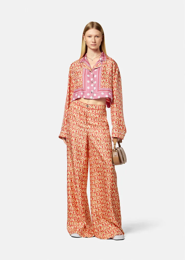 Versace Allover Cropped Long-Sleeved Shirt