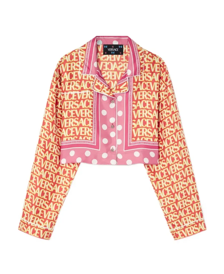 Versace Allover Cropped Long-Sleeved Shirt