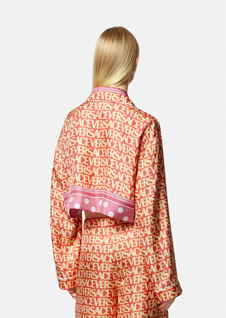 Versace Allover Cropped Long-Sleeved Shirt