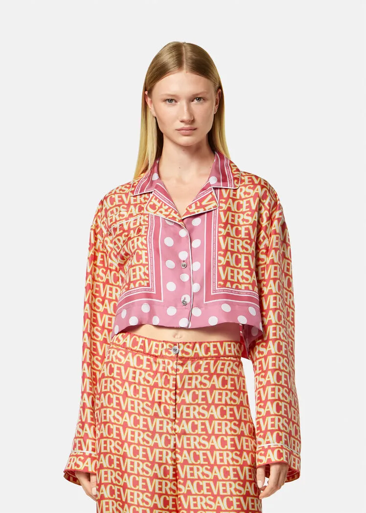 Versace Allover Cropped Long-Sleeved Shirt