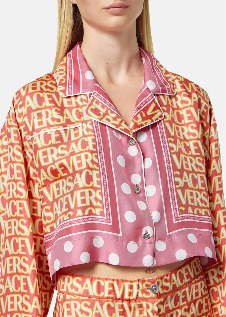 Versace Allover Cropped Long-Sleeved Shirt