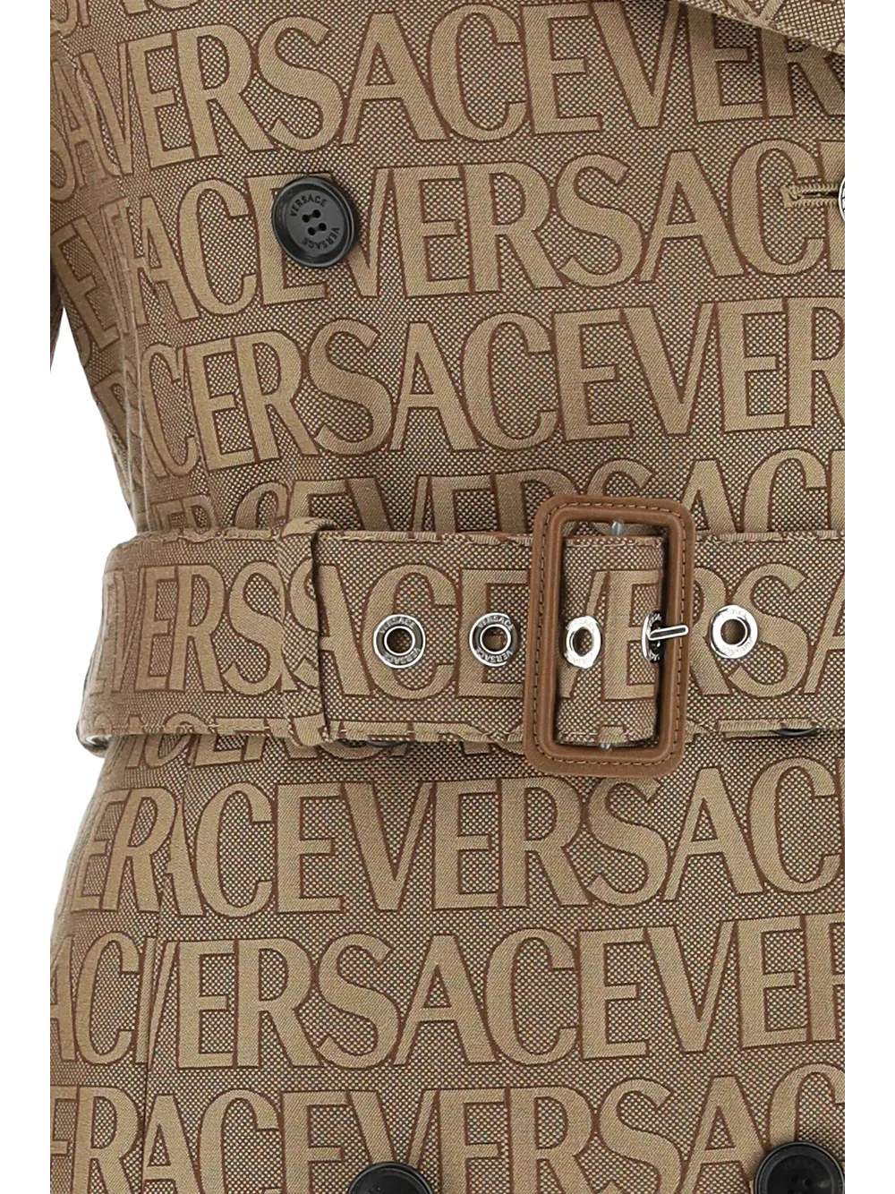 Versace Allover-Jacquard Double Breasted Trench Coat