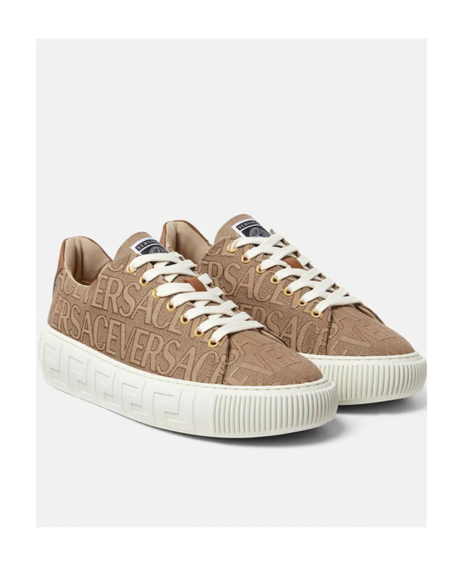 Versace Logo-Jacquard Lace-Up Sneakers