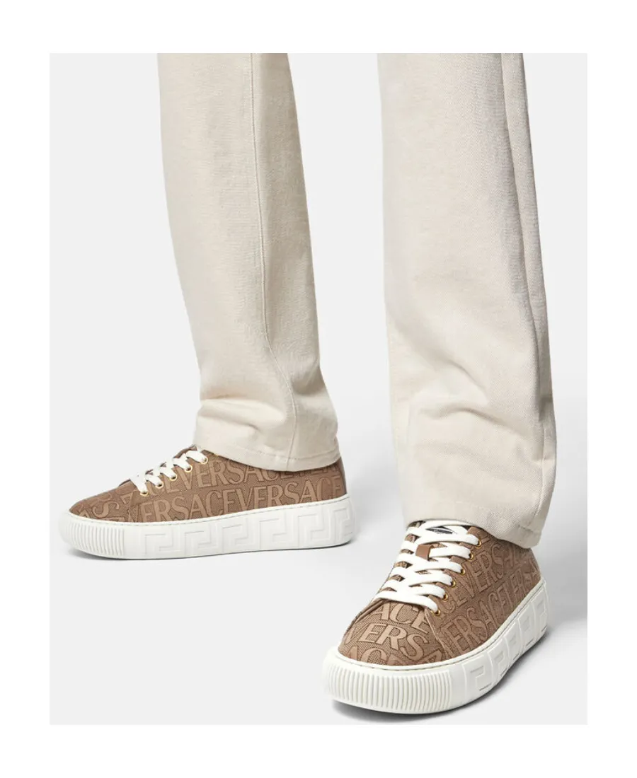 Versace Logo-Jacquard Lace-Up Sneakers