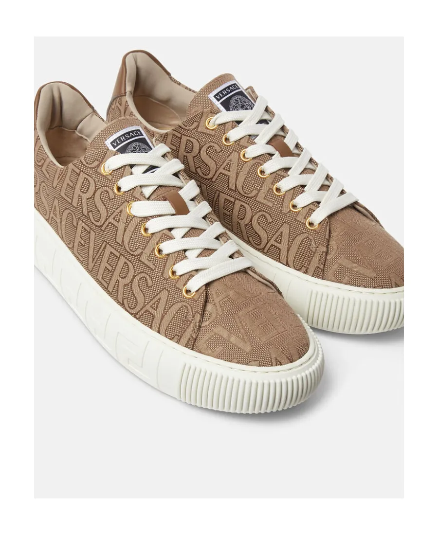 Versace Logo-Jacquard Lace-Up Sneakers