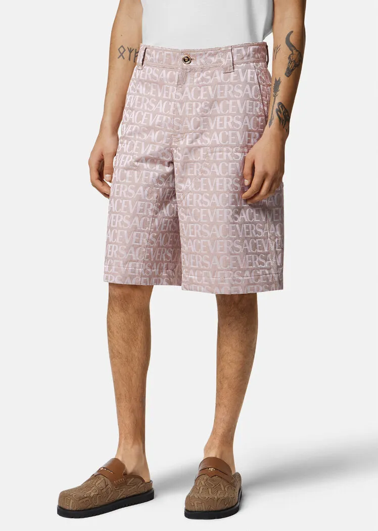 Versace Versace Allover-Jacquard High-Waist Bermuda Shorts