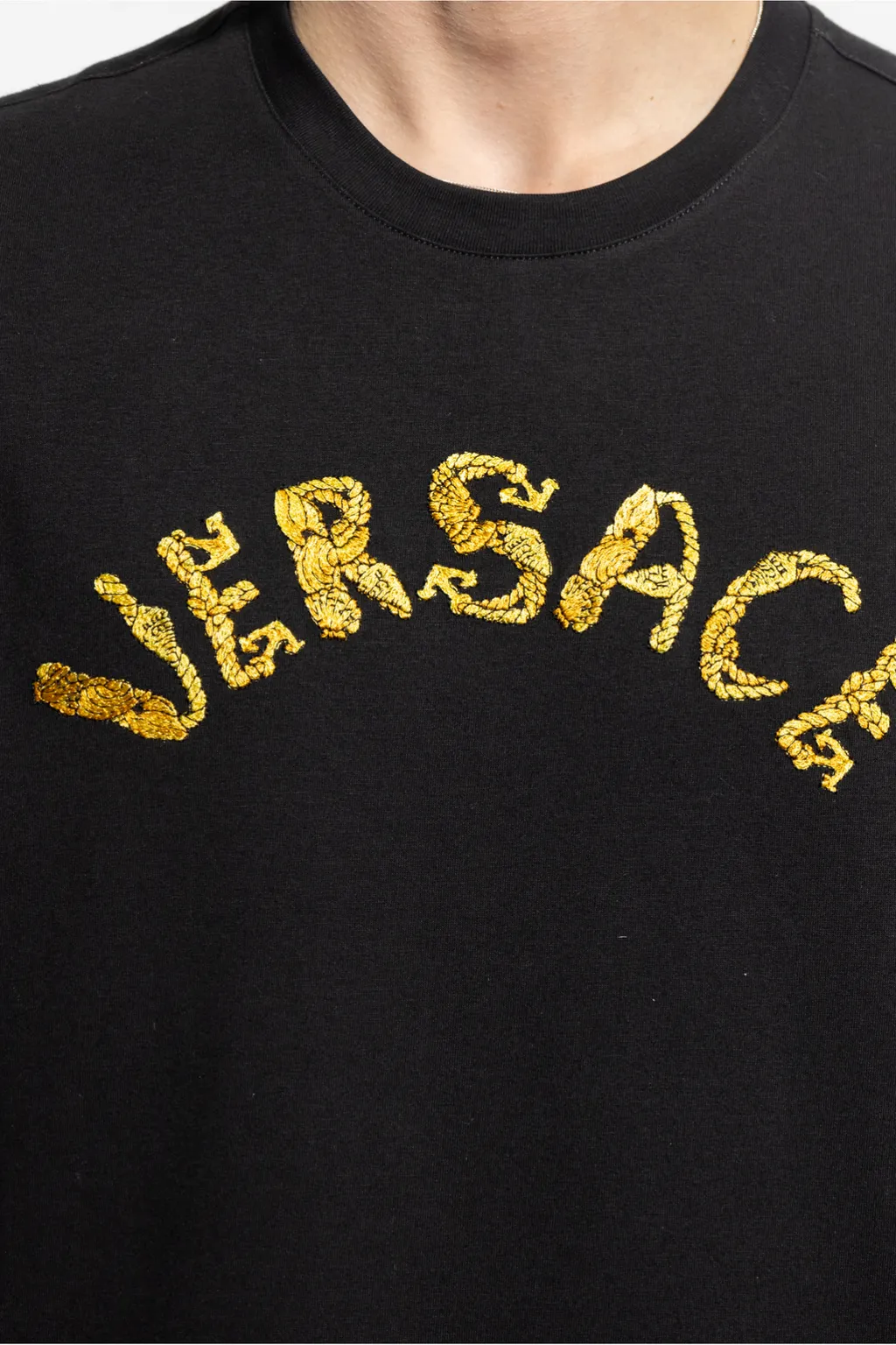 Versace Seashell Baroque Logo Embroidered Crewneck T-Shirt