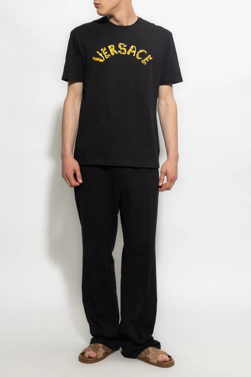 Versace Seashell Baroque Logo Embroidered Crewneck T-Shirt